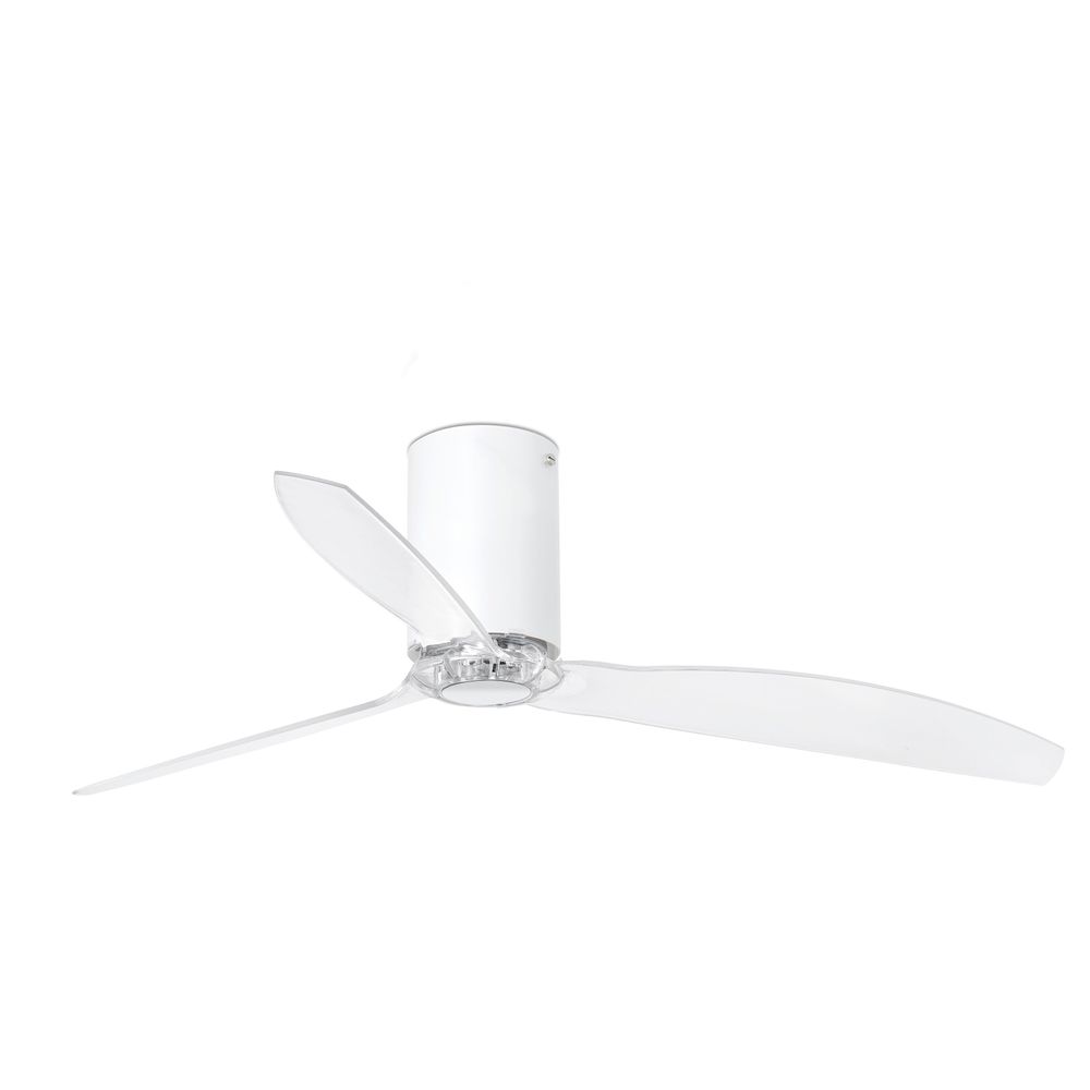 Deckenventilator MINI TUBE FAN Ø 128cm 3 Flügel Weiß, Transparent für modernes Wohnen und Klimatisierung.