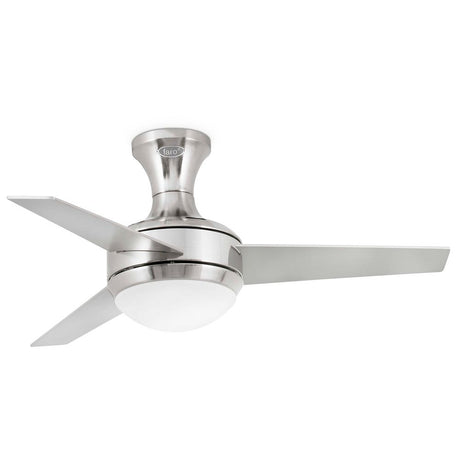Mini Ufo ceiling fan Ø 100 cm, 3 blades, 2-light, grey-maple, in a modern design with aluminum finish.