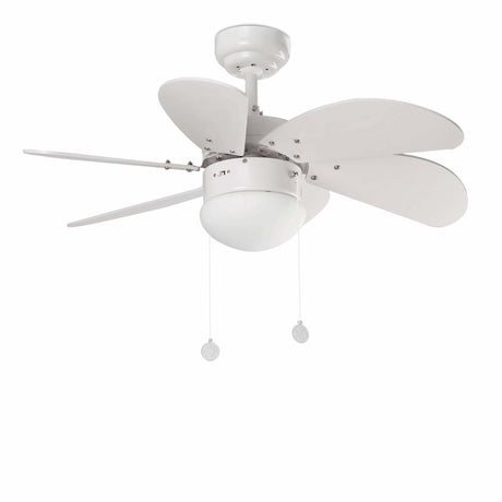 PALAO ceiling fan Ø 82cm 6 blades E14 White - modern ceiling fan in white with 6 blades.