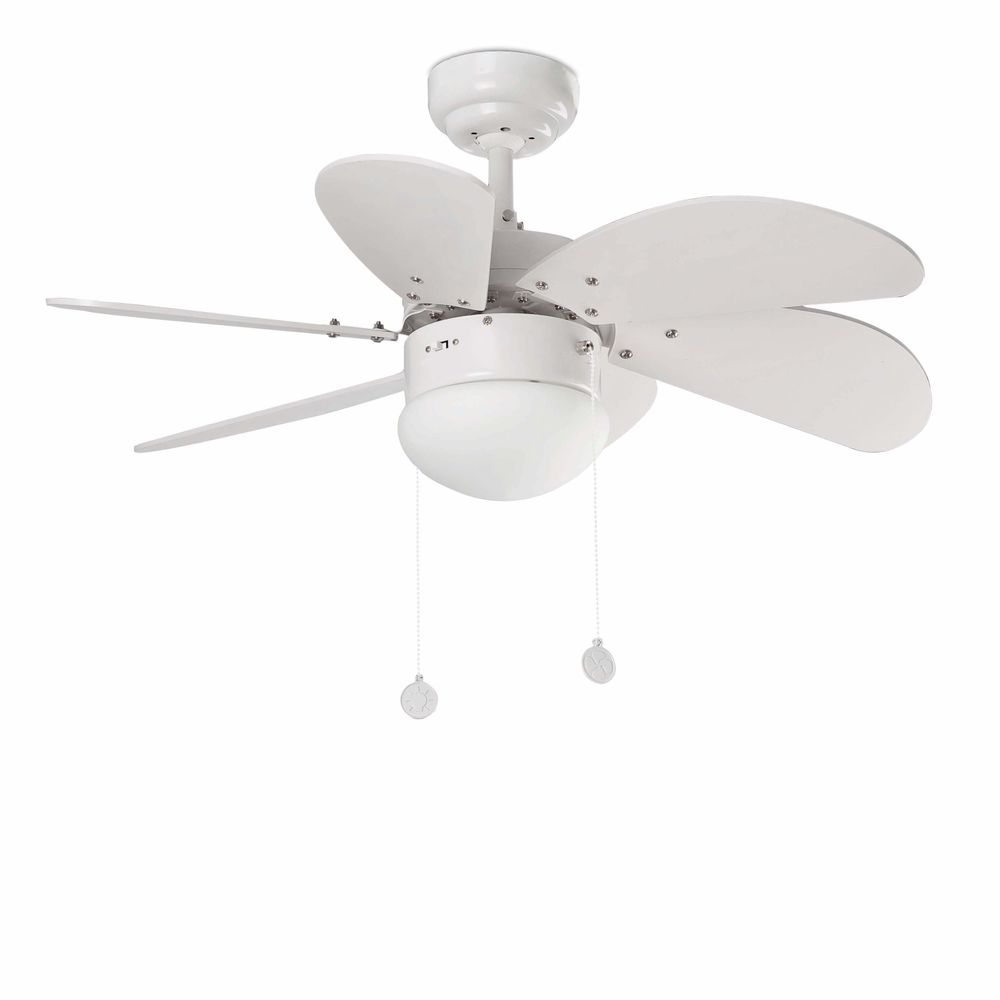 Deckenventilator PALAO Ø 82cm 6 Flügel E14 Weiß - moderner Deckenventilator in Weiß mit 6 Flügeln.