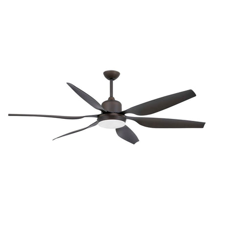 TILOS ceiling fan Ø 168 cm, 2-light, dark brown with modern, elegant blades.