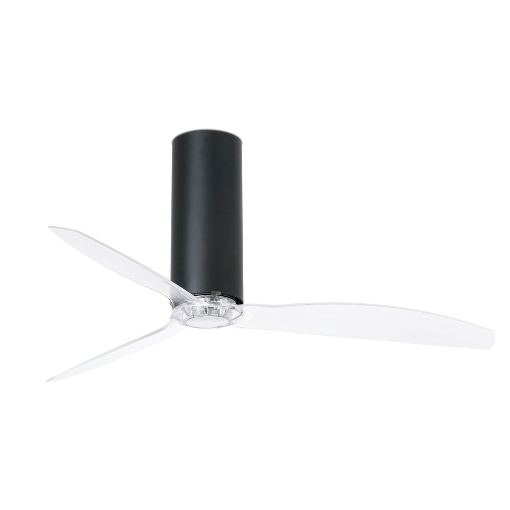 Deckenventilator TUBE FAN Schwarz, Transparent im modernen Design mit durchsichtigen Blättern.