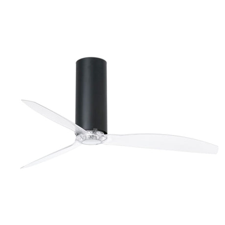 Deckenventilator TUBE FAN Schwarz, Transparent im modernen Design mit durchsichtigen Blättern.