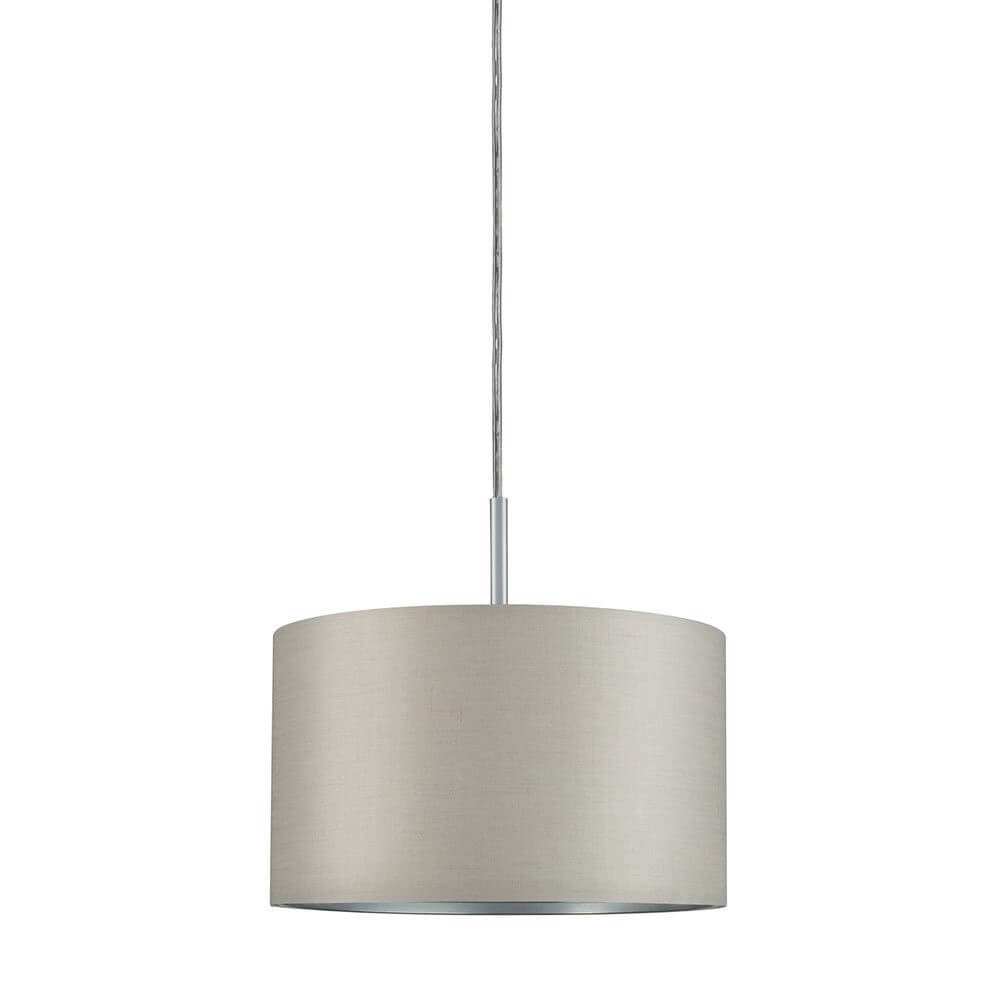 DecoSystems Stoffschirm Tessa Grau max. 50W Ø 25cm hängende Lampe mit grauem Textilschirm