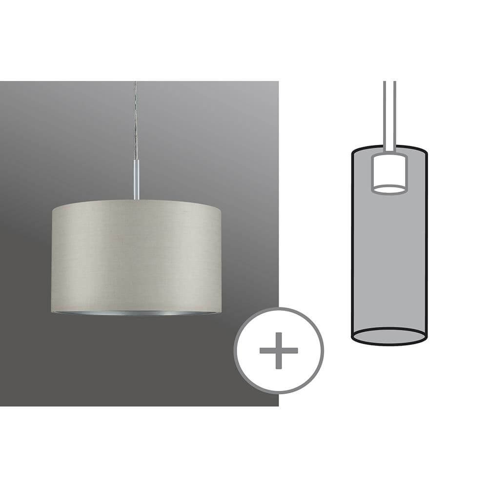 DecoSystems Stoffschirm Tessa Grau max. 50W Ø 25cm mit elegantem Design für warmes Licht und gemütliche Atmosphäre.