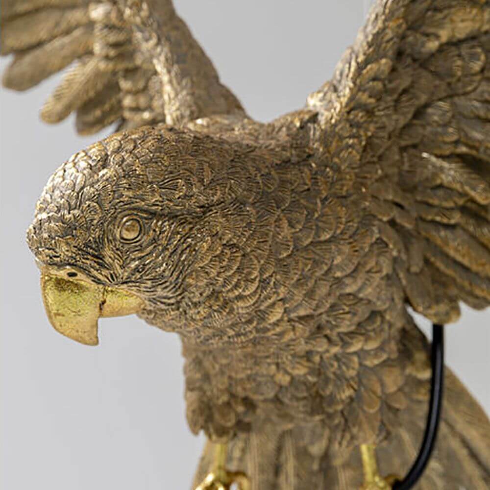 Design Hängeleuchte Parrot - goldene Vogel-Skulptur mit flügeln für kreative Raumbeleuchtung