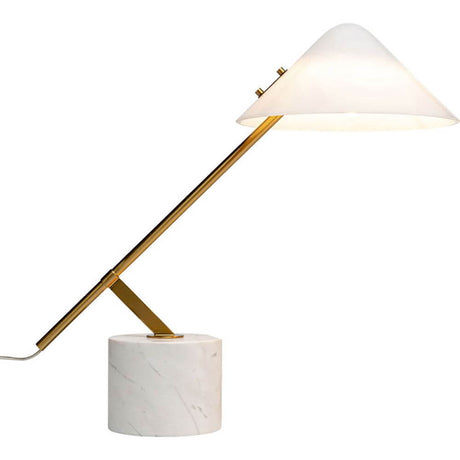 Design Tischleuchte Soul aus Marmor im Midcentury-Modern-Style mit Marmorfuß und elegantem Lampenschirm.