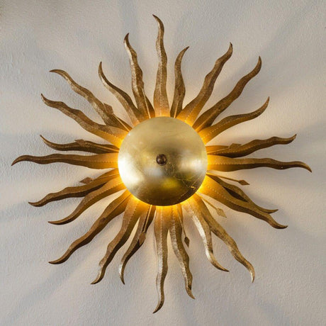 s.luce Diator L sol forjado a mano en colores óxido y dorado con iluminación indirecta y efectos de luz impresionantes