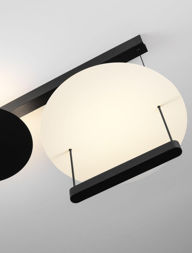 Diona LED Deckenleuchte 2-flammig 3000K Schwarz, Weiß mit elegantem Design aus Aluminium und warmweißer Beleuchtung.