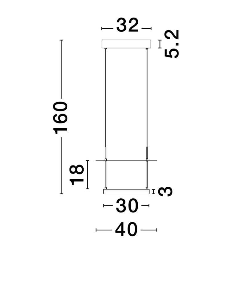 Diona LED Pendelleuchte Ø 40cm Schwarz, Weiß Maßzeichnung mit dimensions 160 cm, 40 cm.