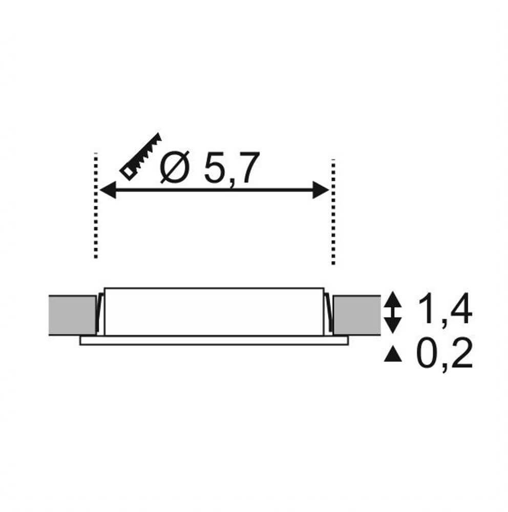 Abbildung der technischen Maße für das Downlight DL 126 LED rund Metall-Gebürstet 2,8W Warmweiß 12V.