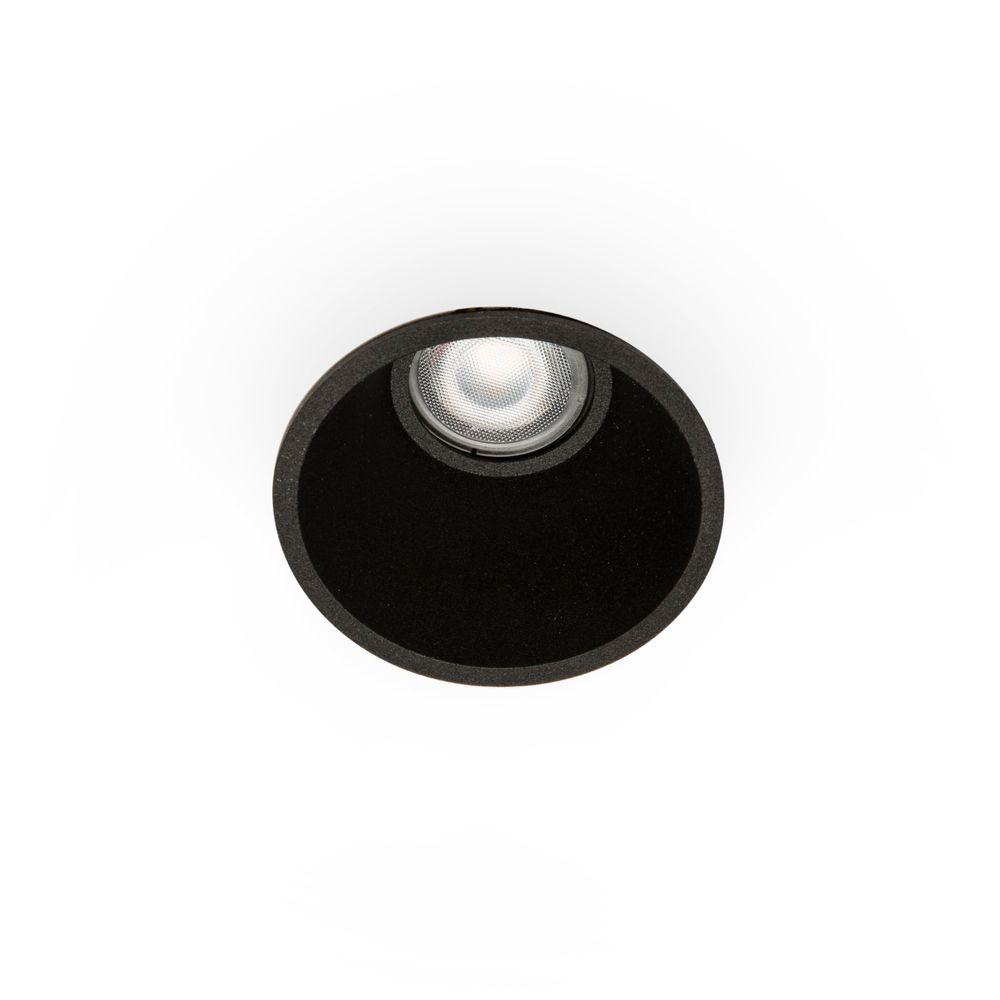 Downlight Fresh IP44 GU10 230V Schwarz rückversetzt - runde Einbauleuchte aus schwarz injiziertem Aluminium.