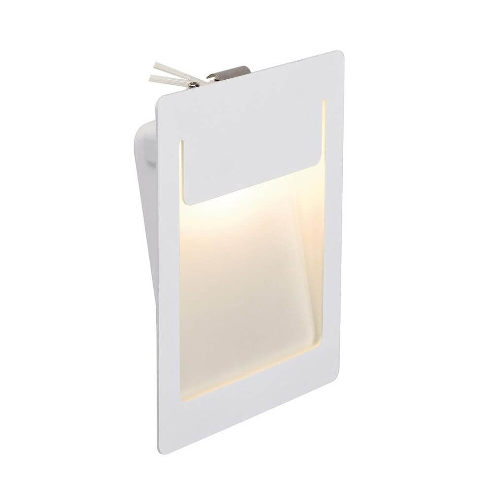Downunder PUR LED Einbauleuchte Eckig Weiß Warmweiß 120x155mm, moderne Aluminium Wandeinbauleuchte mit indirekter Beleuchtung.
