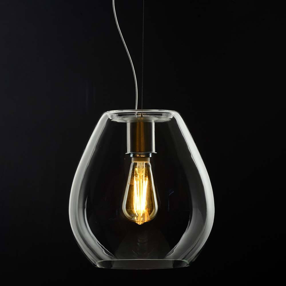 Casablanca Glas-Hängelampe Bagan 2-flammig mit klaren Glas und E27 Fassung für individuellen Lichtwechsel.