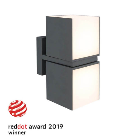 Drehbare LED-Außenwandleuchte Cuba IP54 Anthrazit mit modernem Design und Red Dot Award 2019.
