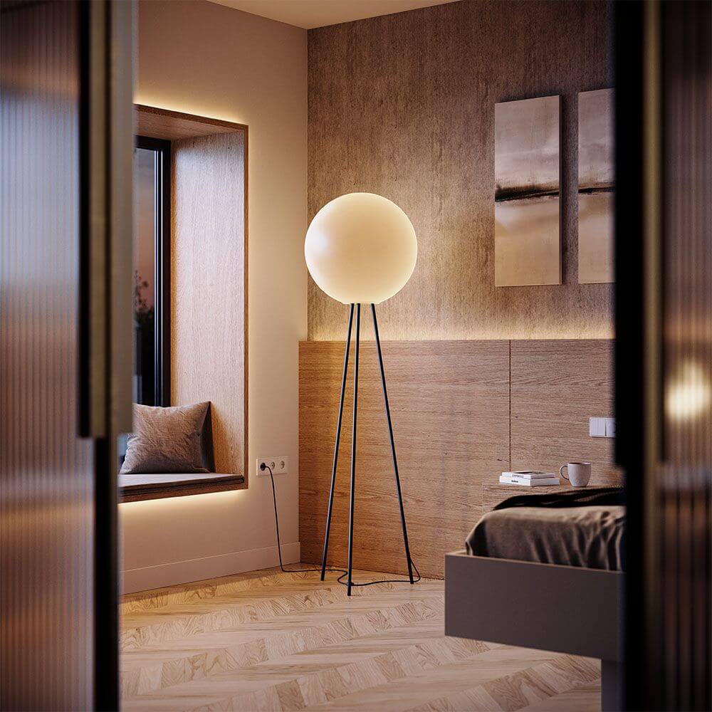 s.luce Tripod floor lamp Orb Tripod 160cm with glass globe