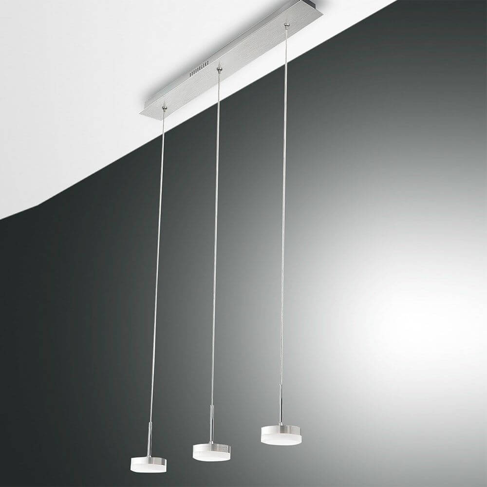 Dunk LED Pendelleuchte 65cm Dimmbar & längenjustierbar Alu-Gebürstet - moderne Hängelampe mit drei Lichtquellen