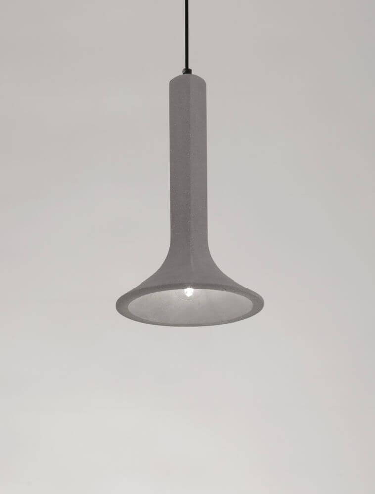 Dylan Pendelleuchte E14 Grau mit grauem Metallschirm im Nordic-Design, ideal für Wohnzimmer und Esszimmer.