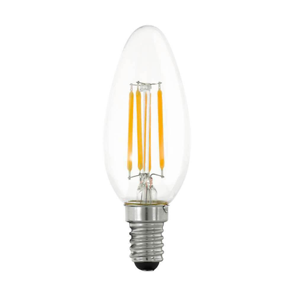 E14 LED Kerze Dimmbar per Schalter Warmweiß 2700K 400lm 4,5W in transparenter Ausführung.