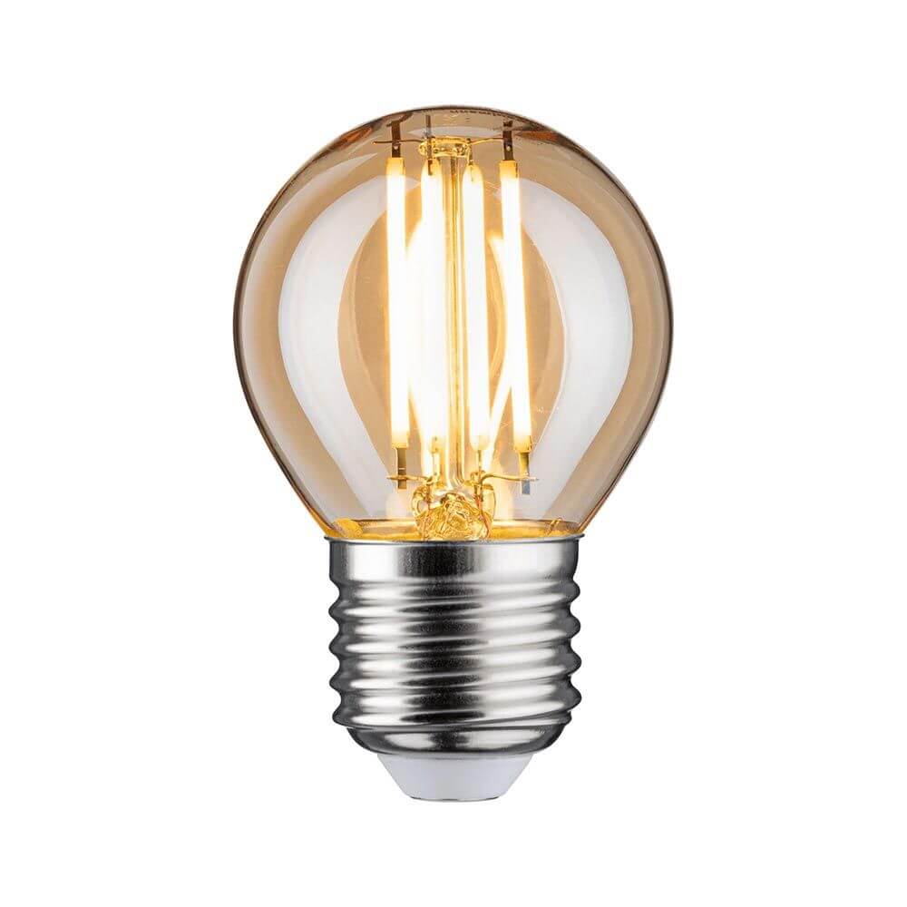 E27 4,7W Vintage Edition LED Tropfen 2500K Dimmbar, Gold - warme Lichtfarbe, kompakte Bauform, für E27-Fassungen.