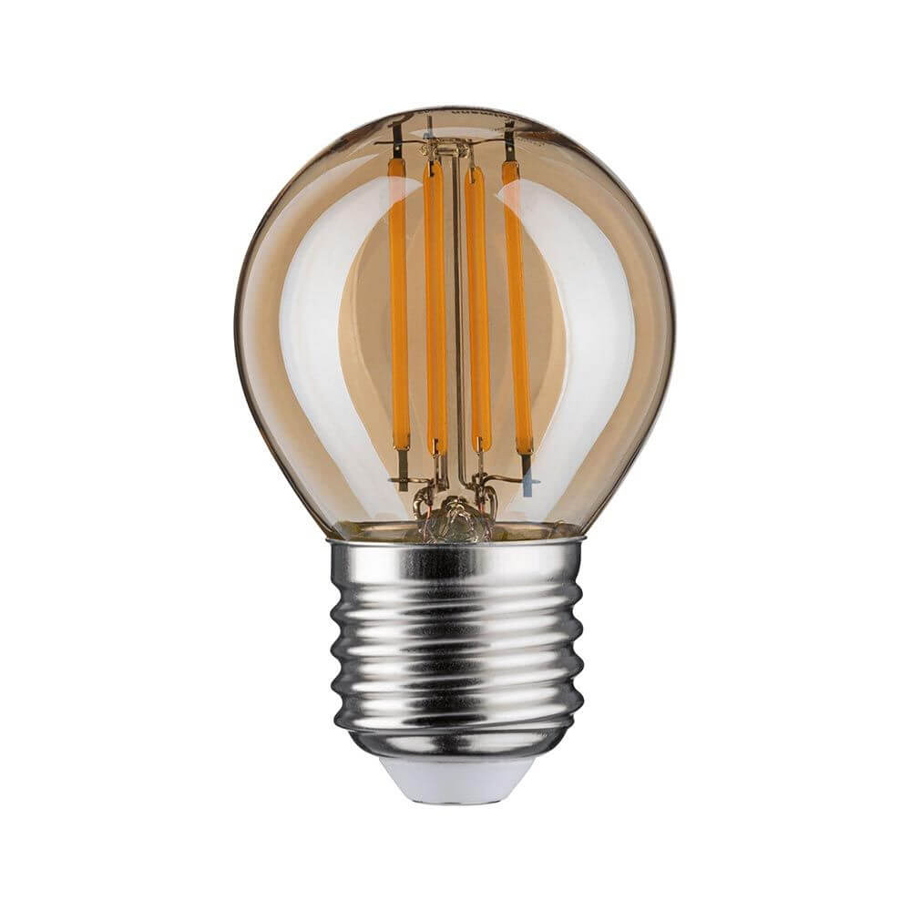 E27 4,7W Vintage Edition LED Tropfen 2500K Dimmbar, Gold mit warmweißem Licht und goldener Lichtfarbe