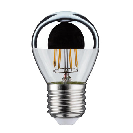 E27 4,8W LED miroir tête en forme de goutte 2700K argent