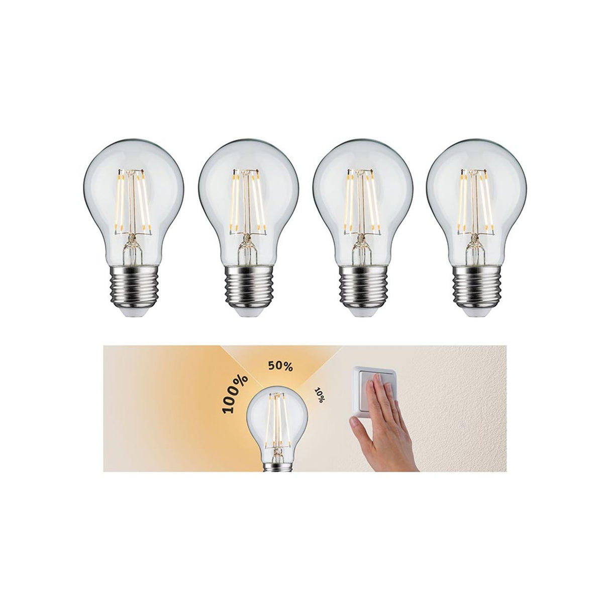 E27 5W LED Leuchtmittel 4er Bündel Klar 2700K