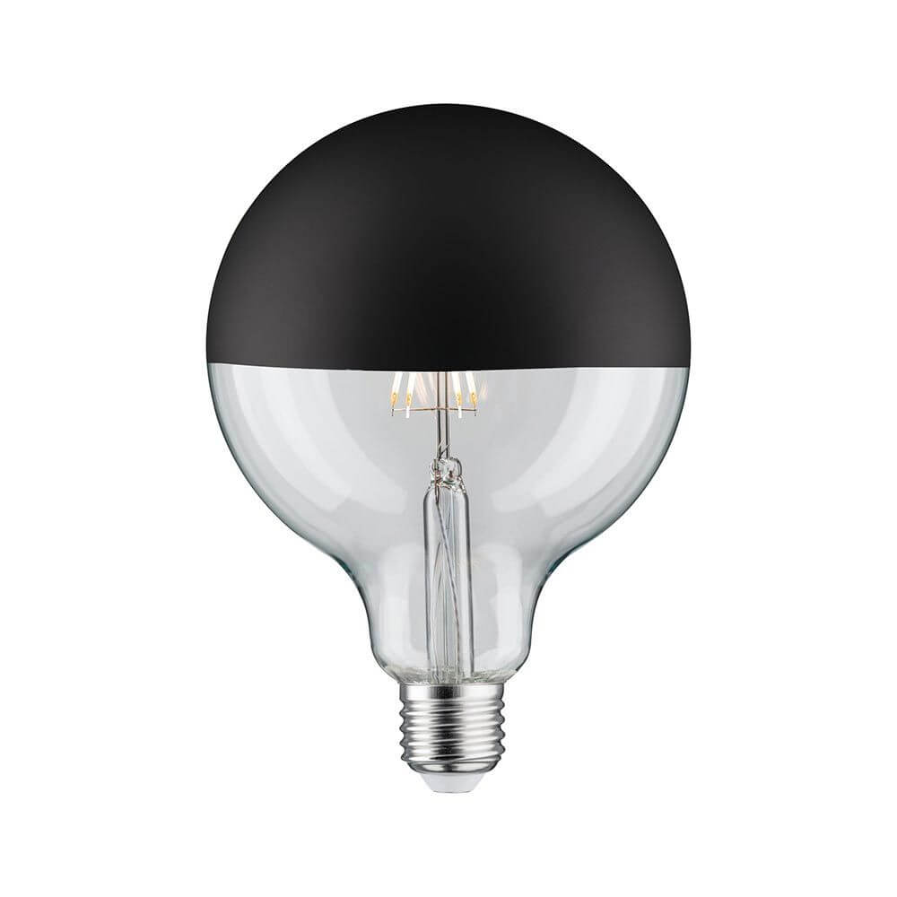 E27 6,5W LED Kopfspiegel Schwarz-Matt Dimmbar 2700K – elegante Globenlampe mit warmweißem Licht.