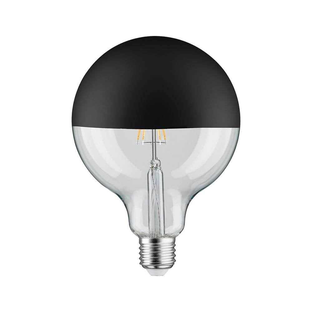 E27 6,5W LED Kopfspiegel Schwarz-Matt Dimmbar 2700K mit gläsernem Schirm.