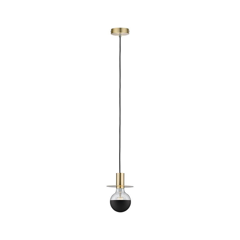 E27 6,5W LED Globe Kopfspiegel 2700K Schwarz-Matt Dimmbar Pendelleuchte mit schwarzem und goldfarbenem Design.