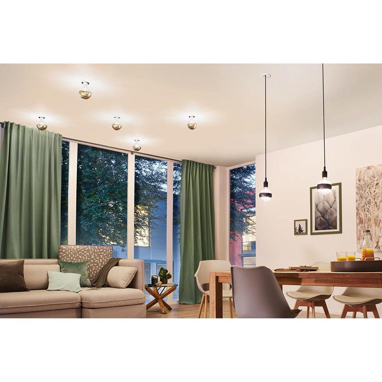 E27 6,5W LED Globe Ringspiegel Dimmbar 2700K Schwarz-Matt