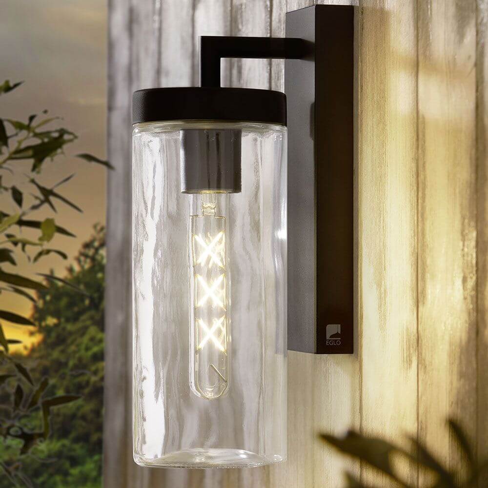 E27 LED Retro Stab Warmweiß 2700K, 470lm, 4W Wandleuchte im modernen Design mit Glas und Metall.