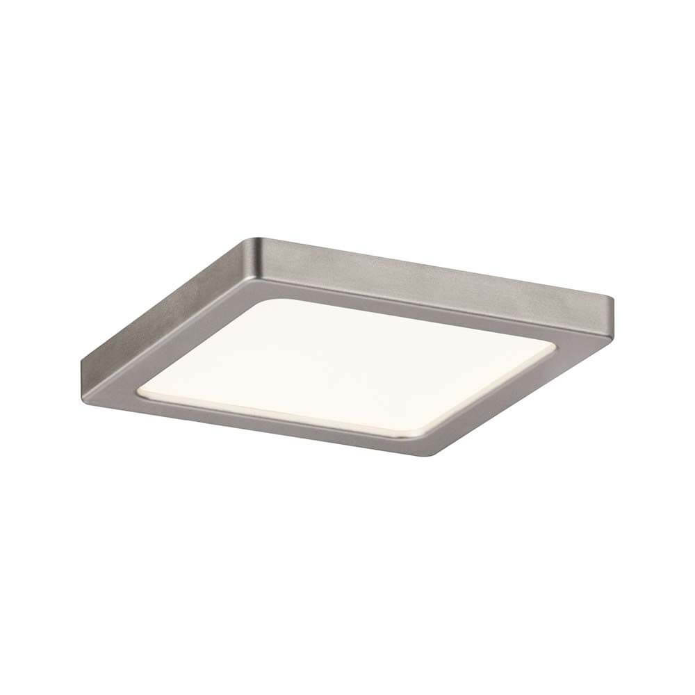 LED Panel Areo eckig 1x5W 3000K 80x80mm Nickel-Matt, quadratische Deckenleuchte mit matter Nickel-Oberfläche.
