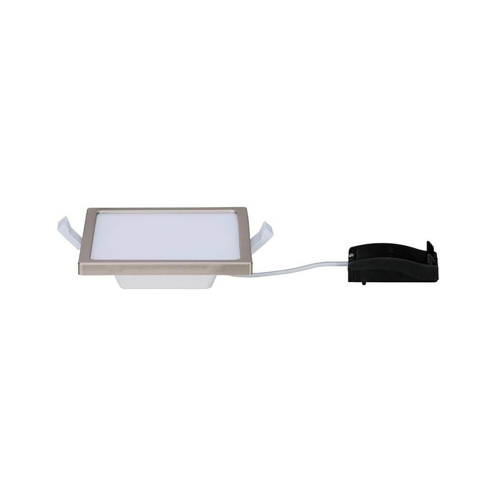 EBL Set Panel Areo eckig dim IP44 1x8W 3000K 120x120mm Nickel-Matt LED Einbaupanel in mattem Nickel.