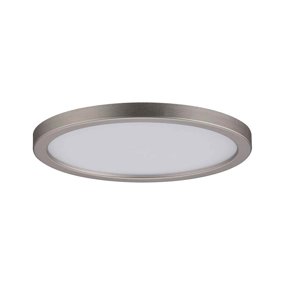 EBL Set Panel Areo rund dim IP44 1x8W 3000K 120mm Nickel-Matt LED Einbaupanel mit mattem nickel-farbenem Gehäuse.