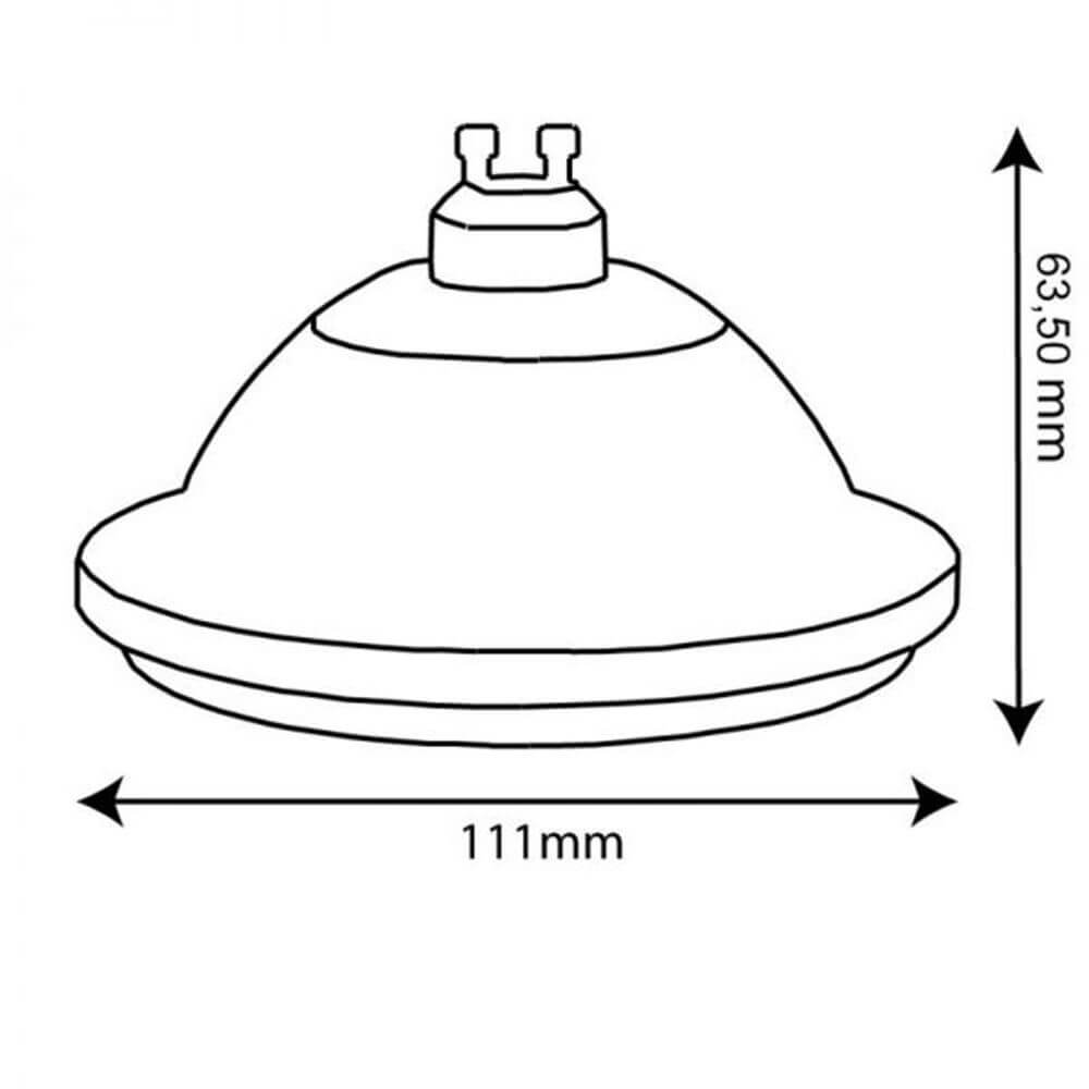 GU10 ES111 HighPower LED Leuchtmittel 75° 1050lm 2700K Abmessungen 111mm x 63,50mm