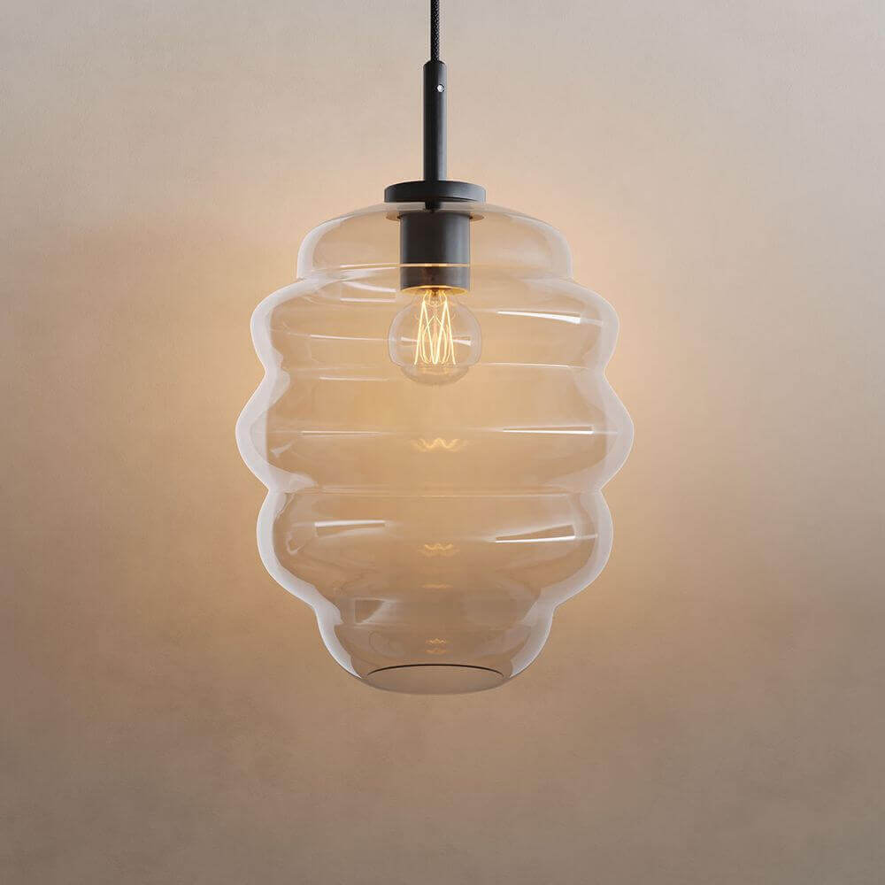 s.luce Lampada a sospensione in vetro Echos 150cm nero