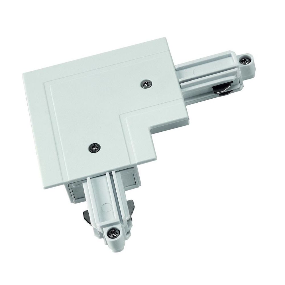 Eckverbinder für 1-Phasen HV-Schiene Einbau Weiß Erde Außen - Hochvolt-Einspeisestecker.