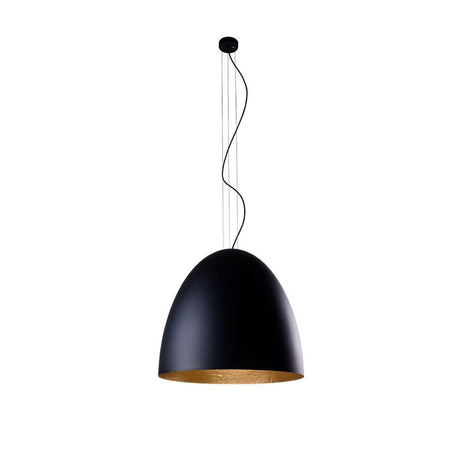 Hängeleuchte Egg L Ø 55cm Schwarz, Goldfarben mit mattschwarzer Oberfläche und goldener Innenseite.