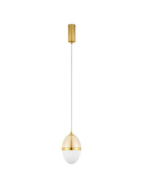 Egna suspension ovale 3000K Gold avec un design élégant en verre opalin et des détails dorés.