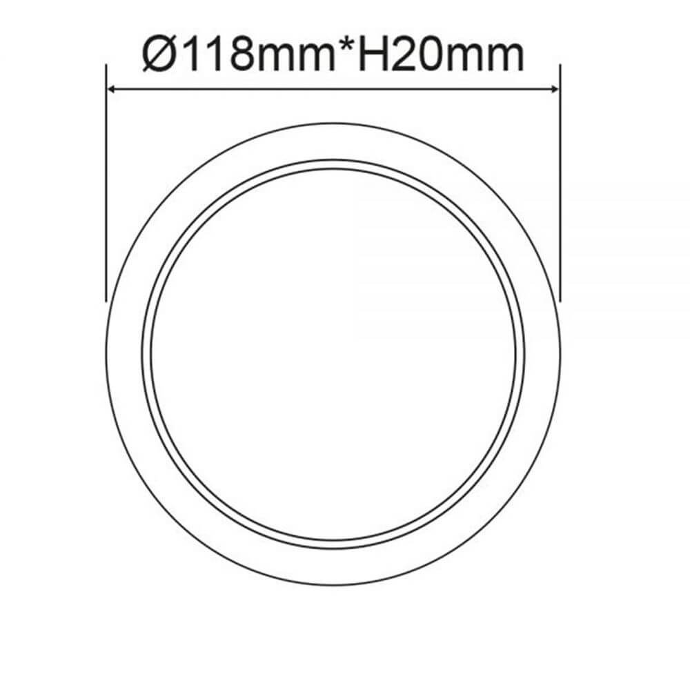 Einbau LED-Panel Ø 12cm Flex 8W Ausschnitt 5-10cm Warmweiß - technische Zeichnung mit Maßstab