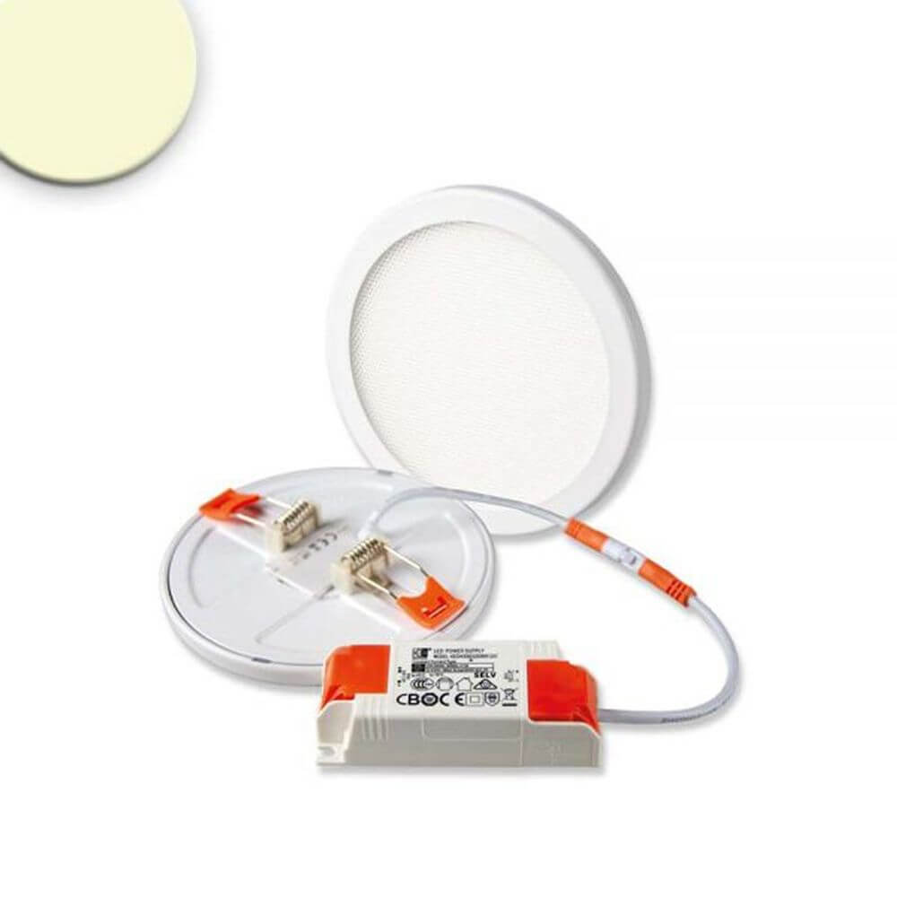 Einbau LED-Panel Ø 12cm Flex 8W Ausschnitt 5-10cm Warmweiß mit externem Trafo und Federklammern.