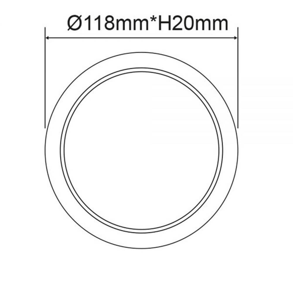 Einbau LED-Panel Ø 12cm Flex Dimmbar 8W Ausschnitt 5-10cm Neutralweiß Dimensionen Ø118mm H20mm