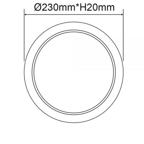 Einbau LED-Panel Ø 23cm Flex 23W Ausschnitt 5-21cm Warmweiß Maße Ø230mm*H20mm