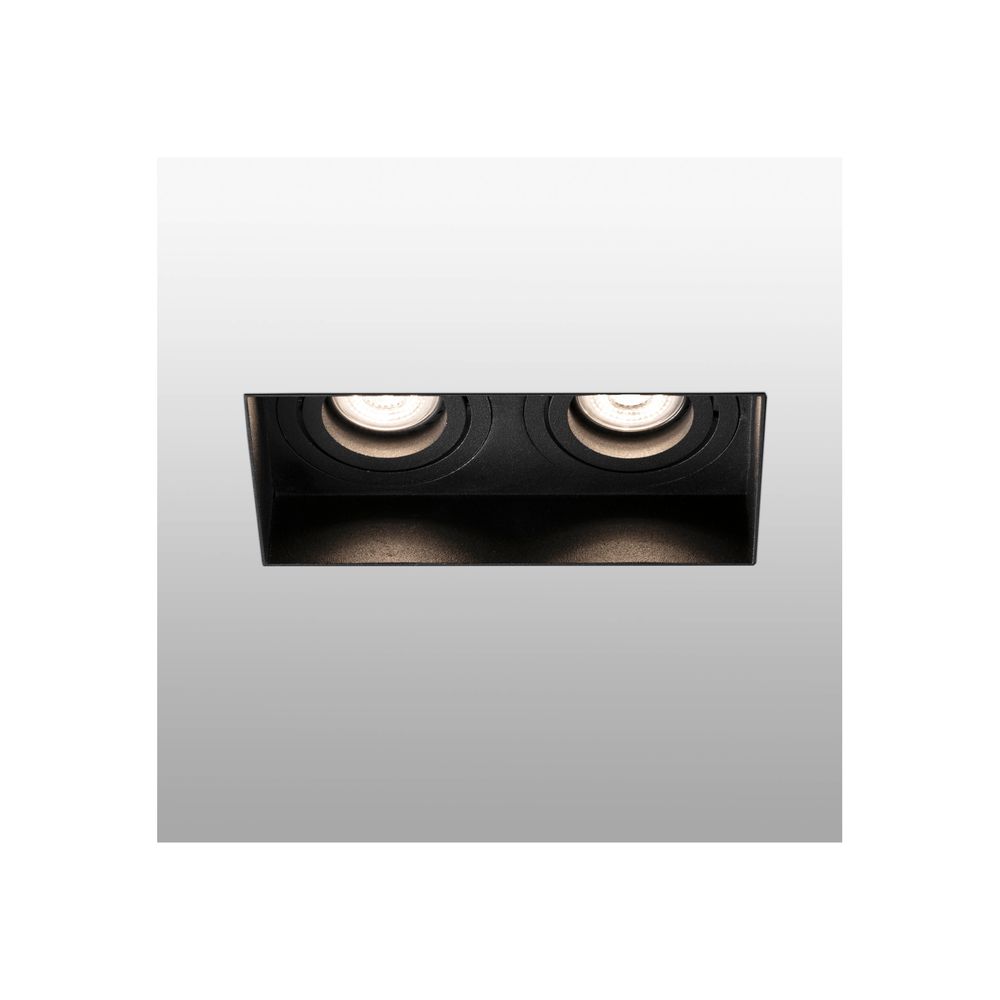 Einbaulampe HYDE 2-flammig GU10 Schwarz mit randscharfem Einbau in Gipsdecken.