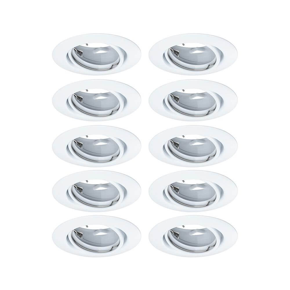 Einbauleuchte Base 10er Basis-Set Ø 9cm Weiß, Set aus 10 schwenkbaren Einbaustrahlern in Weiß