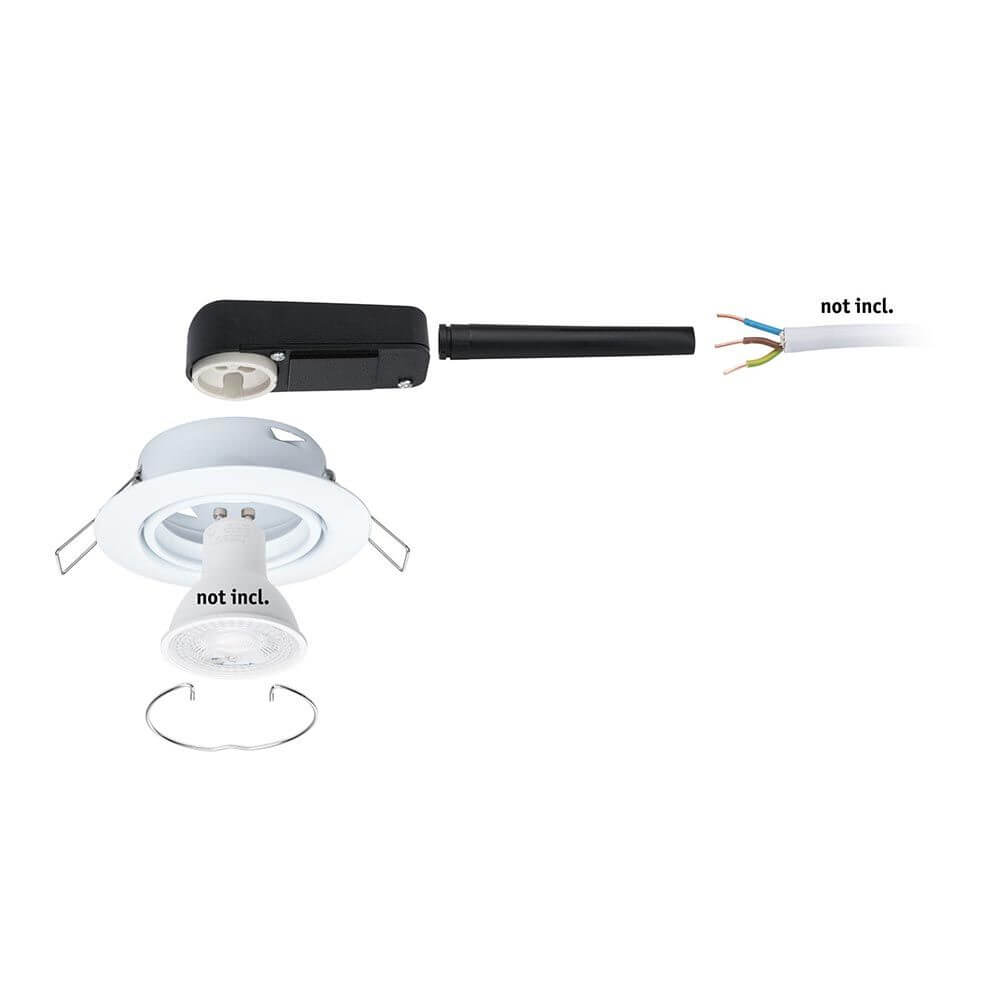 Einbauleuchte Base 10er Basis-Set Ø 9cm Weiß mit Kabel und Halterung für eine einfache Installation.