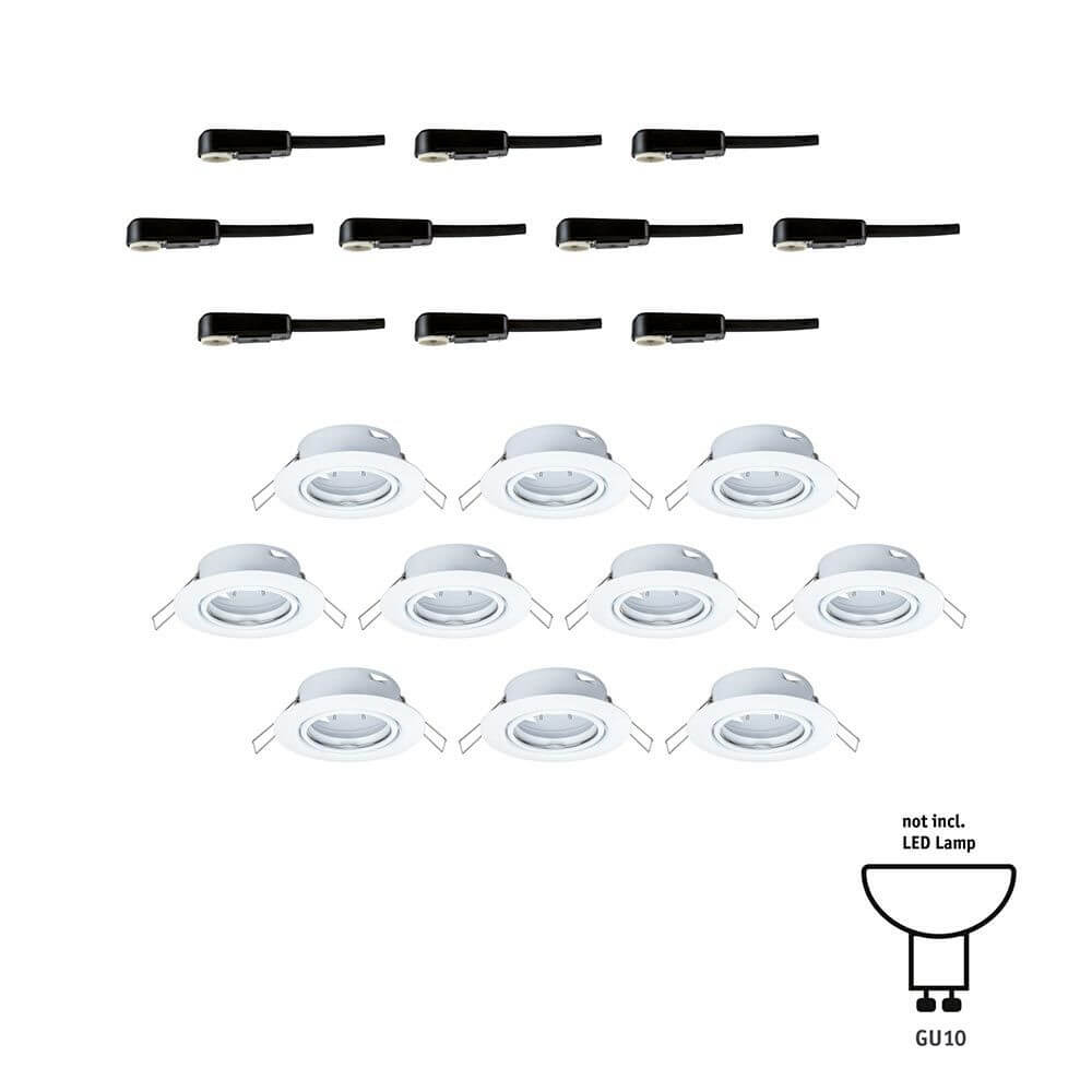 Einbauleuchte Base 10er Basis-Set Ø 9cm Weiß, Set aus 10 Einbaustrahlern mit schwenkbaren Spots