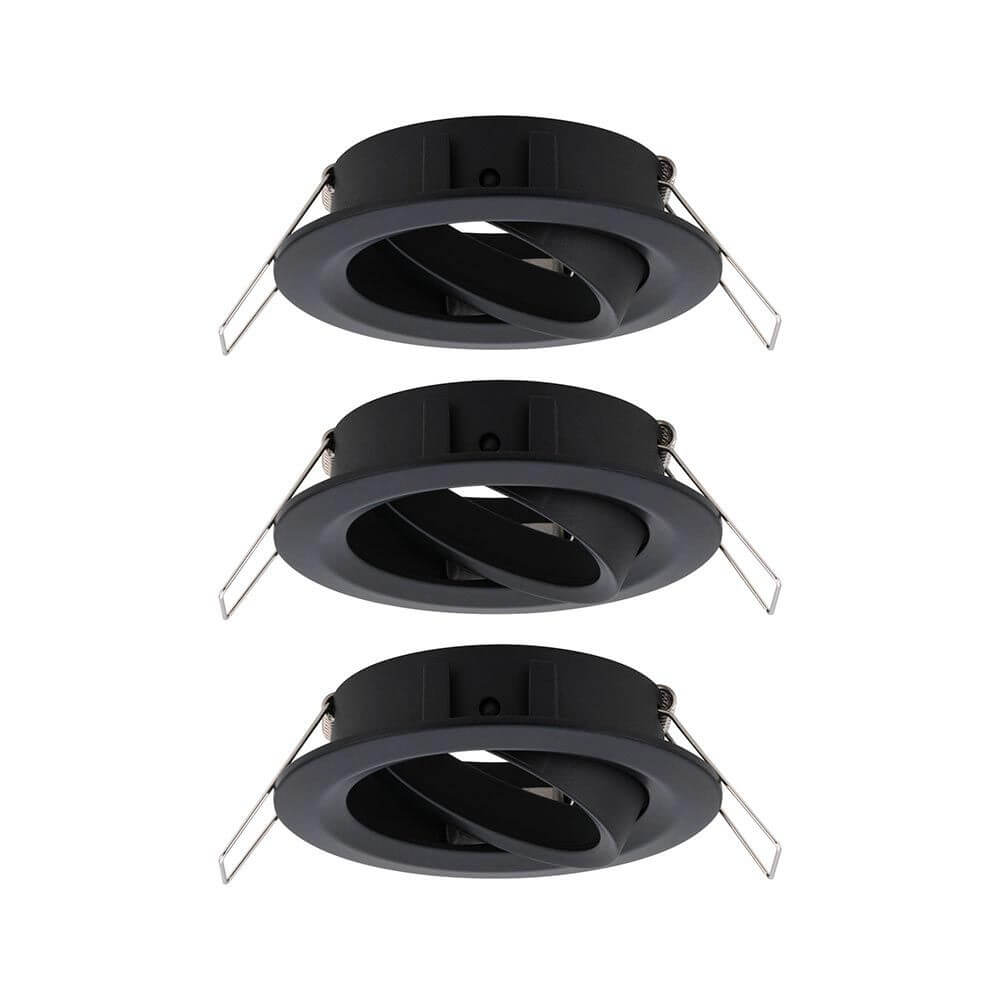 Einbauleuchte Choose 3er-Basis-Set schwenkbar 50° Schwarz-Matt, Set aus 3 schwenkbaren Einbauringen in Schwarz-Matt.