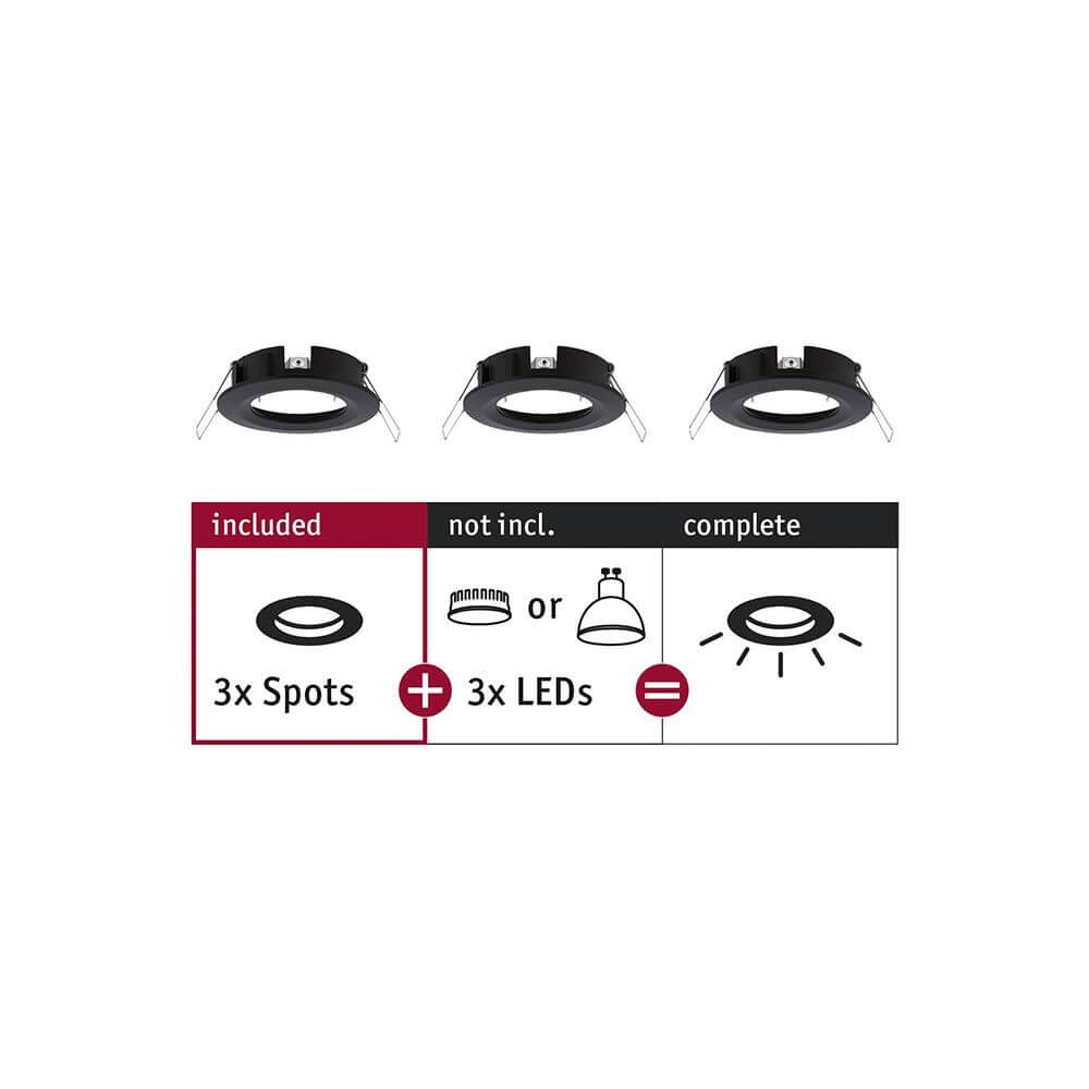 3er-Set Einbauringe Choose Basis-Set Starr Schwarz-Matt - Einbauleuchten mit 3 Spots und LED-Anforderungen